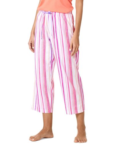 Hue Morning Stripe Capri Pajama Pants - Pink