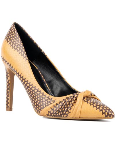 New York & Company Monique- Knotted Pointy High Heels Pumps - Metallic