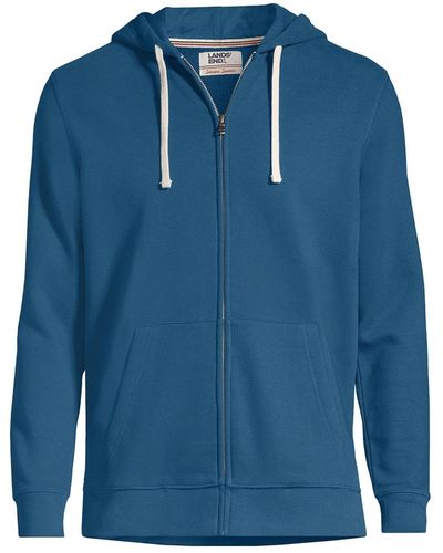 Lands' End Big & Tall Long Sleeve Serious Sweatshirt Full-zip Hoodie - Blue