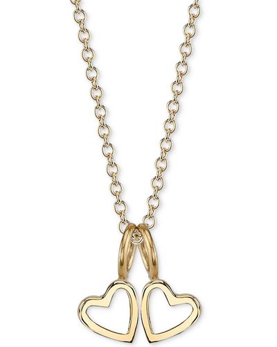 Sarah Chloe Double Heart Charms Pendant Necklace - Metallic