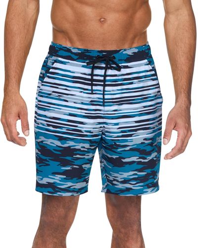 Reebok 7" Camo Stripe Core Volley Swim Shorts - Blue