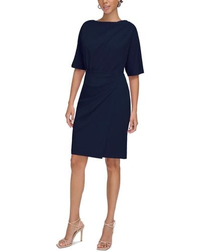 Calvin Klein Elbow-sleeve Boat-neck Sheath Dress - Blue