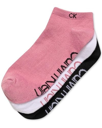 Calvin Klein 3-pk. Supersoft No Show Logo Socks - Pink