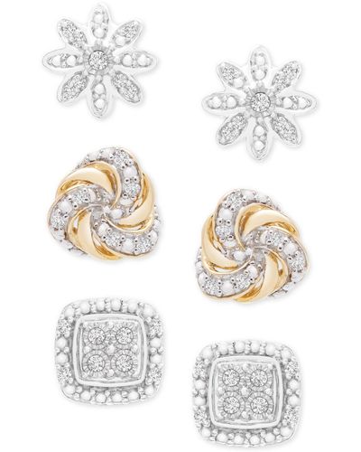 Macy's 3-pc. Diamond Stud Earrings Set (1/4 Ct. T.w. - White