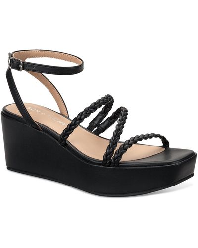 Sun & Stone Sun + Stone Alyssaa Ankle-strap Platform Wedge Sandals - Black