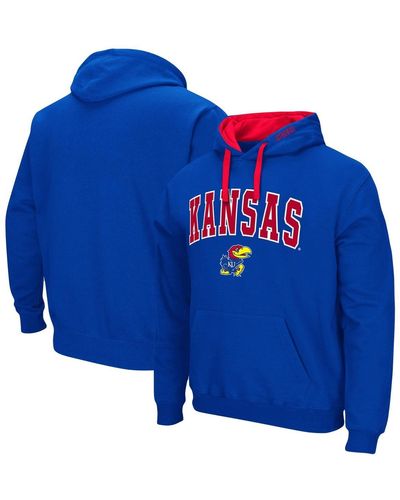 Colosseum Athletics Kansas Jayhawks Big And Tall Arch And Logo 2.0 Pullover Hoodie - Blue