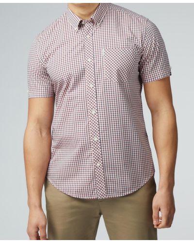 Ben Sherman Signature Gingham Short Sleeve Shirt - Purple