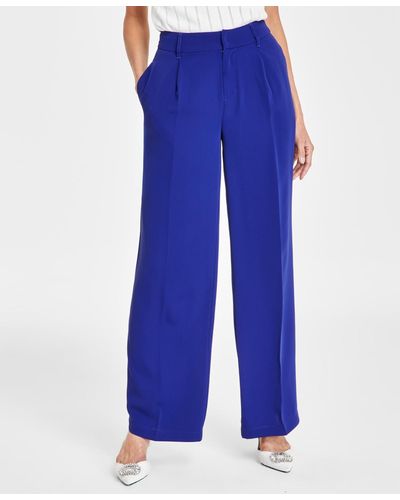 INC International Concepts Petite Pleated Wide-leg Pants - Blue
