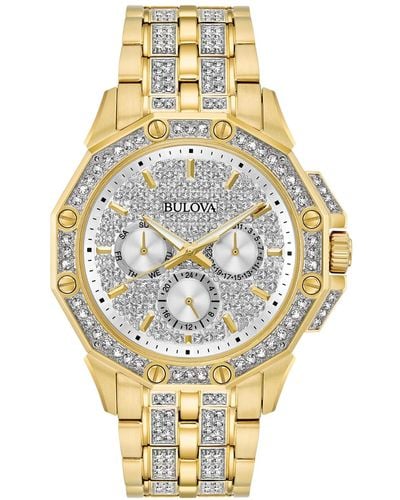 Bulova Crystal Accented Gold-tone Stainless Steel Bracelet Watch 43mm - Metallic