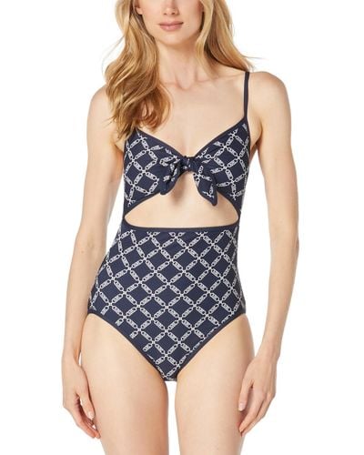 Michael Kors Michael Printed Cut-out One-piece Swimsuit - Blue
