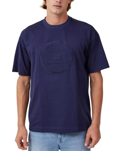 Cotton On Box Fit College T-shirt - Blue