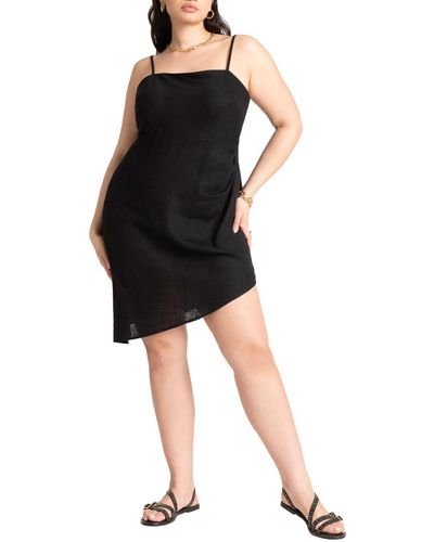 Eloquii Plus Size Cowl Back Cover Up Mini Dress - Black