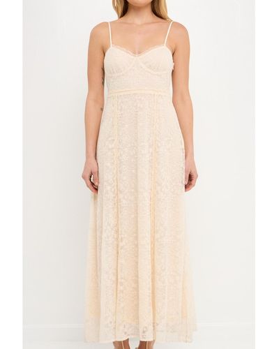Free the Roses Embroidered Lace Camisole Dress - Natural