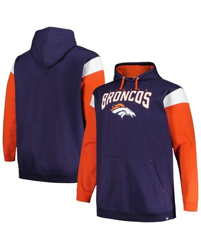 Profile Denver Broncos Big And Tall Trench Battle Pullover Hoodie - Blue