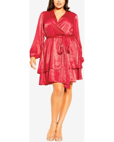 City Chic Trendy Plus Size Wildfire Dress - Red