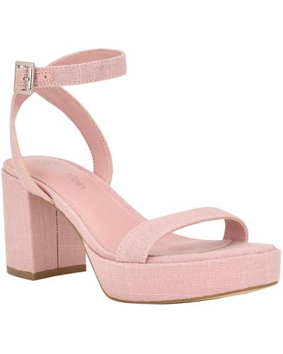 Calvin Klein Lalah Block Heel Open Toe Dress Sandals - Pink