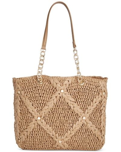 INC International Concepts Mariahh Studded Extra-large Woven Straw Tote - Metallic