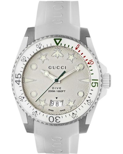 Gucci Swiss Dive Rubber Strap Watch 40mm - Metallic