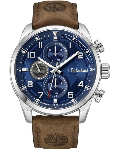 Timberland Henniker Ii Genuine Leather Strap Watch - Blue
