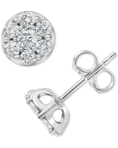 Forever Grown Diamonds Lab-created Diamond Cluster Stud Earrings (1 Ct. T.w. - Metallic