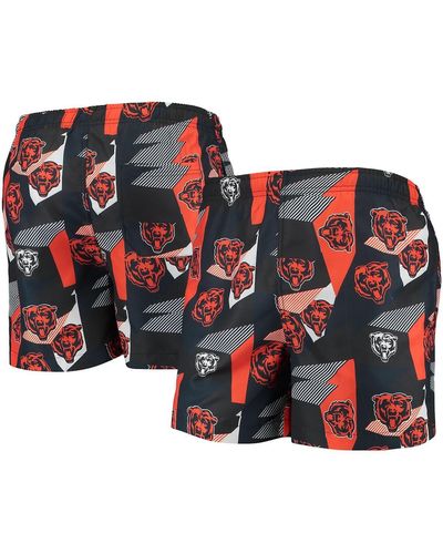 FOCO Navy And Orange Chicago Bears Geo Print Swim Trunks - Red