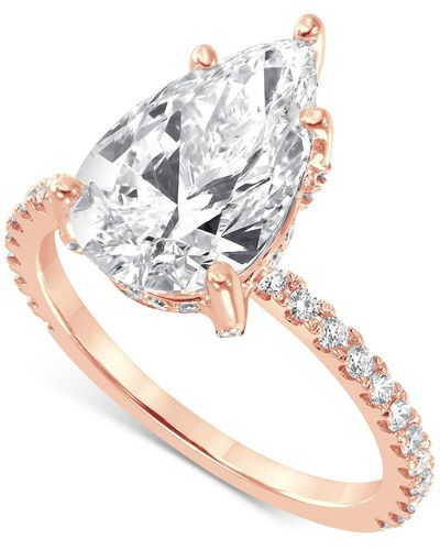 Badgley Mischka Certified Lab Grown Diamond Pear Halo Engagement Ring (3-3/8 Ct. T.w. - White