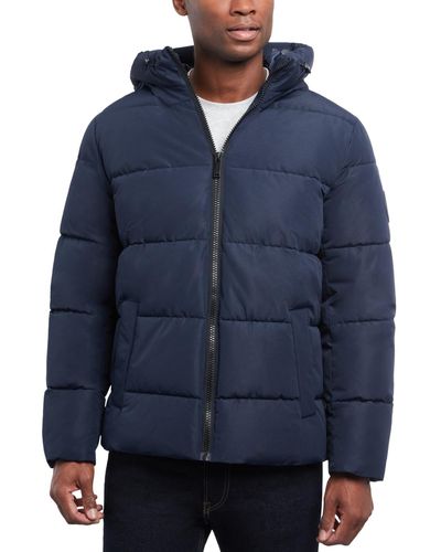 Michael Kors Quilted Hooded Puffer Jacket - Blue