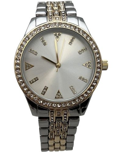 Olivia Pratt Two Tone Rhinestones Metal Band Watch - Gray