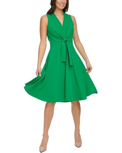 Tommy Hilfiger Crepe Tie-front Sleeveless Dress - Green