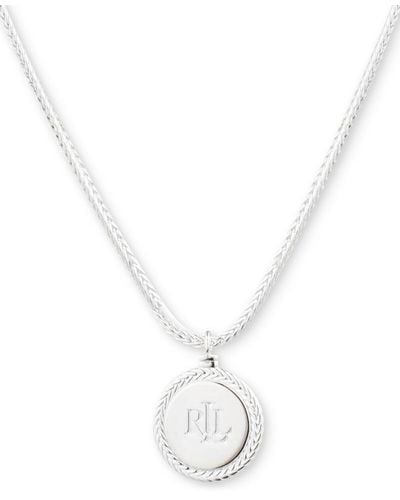 Ralph Lauren Lauren Logo 16" Pendant Necklace - White