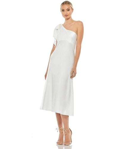 Mac Duggal Ieena One Shoulder Midi Dress - White