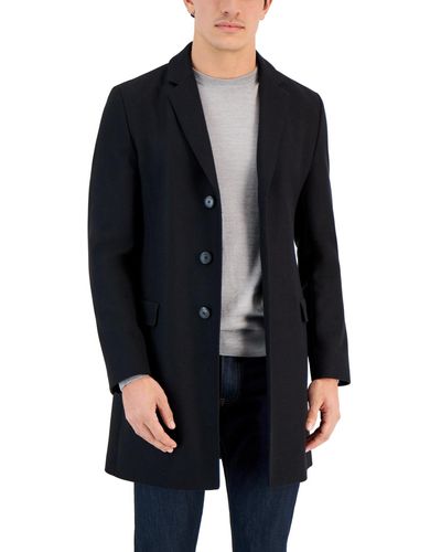 HUGO By Boss Migor Slim-fit Solid Wool Overcoat - Black