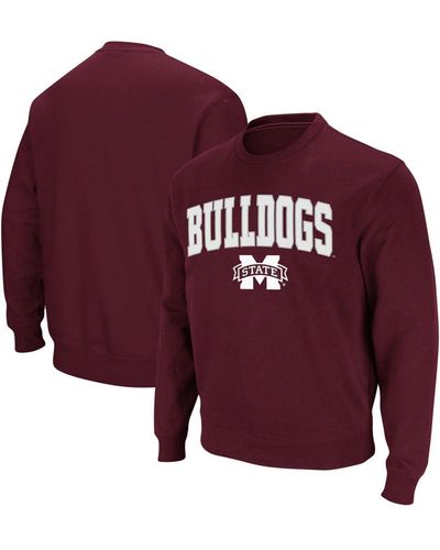 Colosseum Athletics Mississippi State Bulldogs Arch Logo Tackle Twill Pullover Sweatshirt - Red