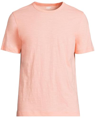 Lands' End Short Sleeve Garment Dye Slub T-shirt - Pink