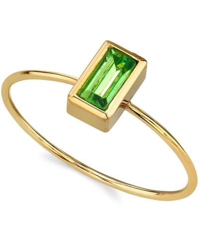 2028 14k Gold-tone Rectangle Crystal Ring - Green