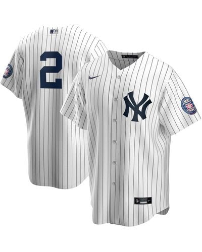 Nike Derek Jeter White And Navy New York Yankees 2020 Hall Of Fame Induction Replica Jersey