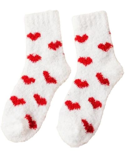 Stems Mini Heart Cozy Socks - Red