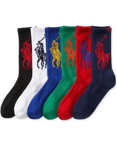 Polo Ralph Lauren 6-pk. Big Pony Crew Socks - Red