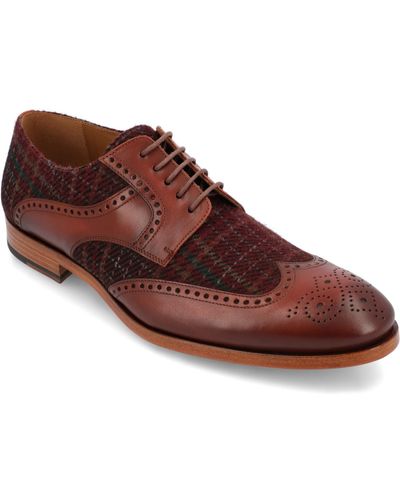 Taft Wallace Handcrafted Leather And Wool Brogue Wingtip Oxford Lace-up Dress Shoe - Brown