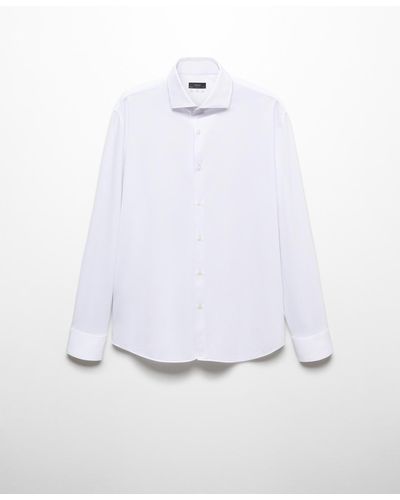 Mango Slim Fit Cotton Dress Shirt - White