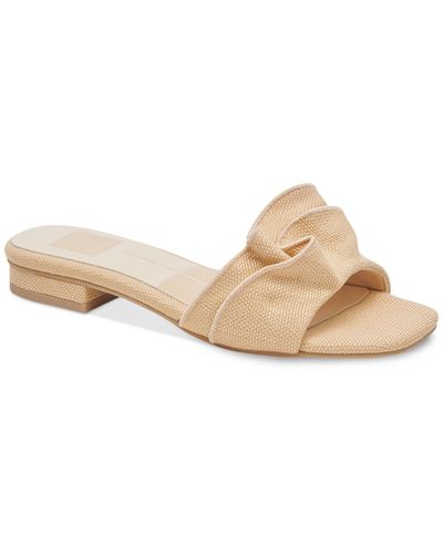 Dolce Vita Alumni Ruffled Block-heel Slide Sandals - Natural