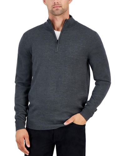 Alfani Long-sleeve Half-zip Merino Sweater - Blue