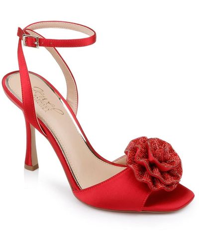 Badgley Mischka Vida Rosette Evening Sandals - Red