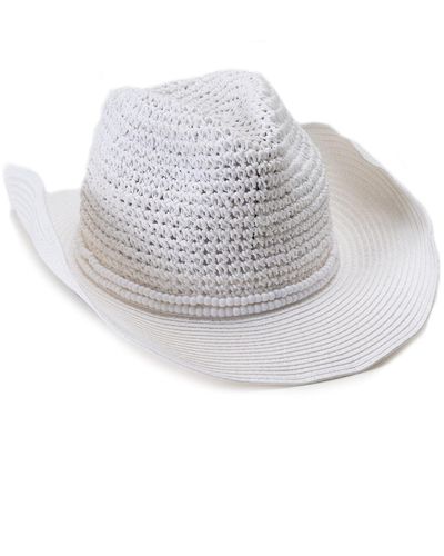 Vince Camuto Beaded Trim Straw Cowboy Hat - Gray