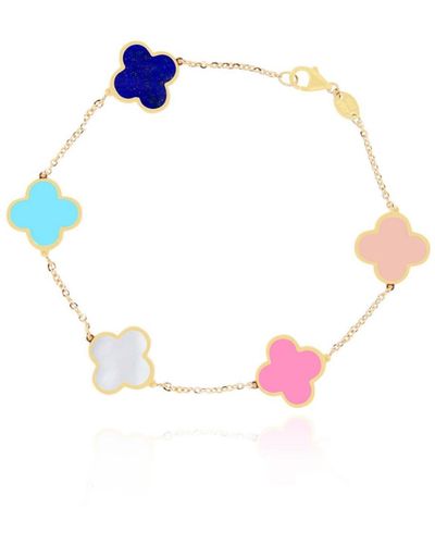 The Lovery Large Pastel Mixed Clover Bracelet - White