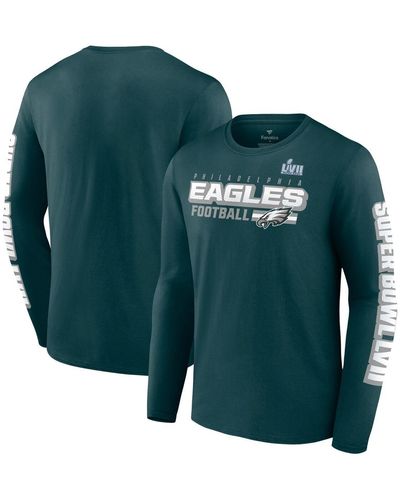 Philadelphia Eagles Fanatics Branded Super Bowl LVII Star Trail Long Sleeve  T-Shirt - Midnight Green