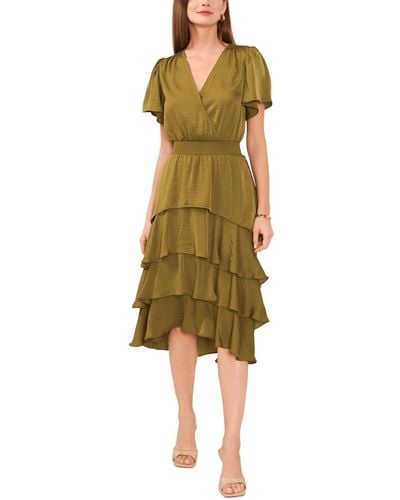 Vince Camuto V-neck Smock Waist Tiered Layer Dress - Yellow