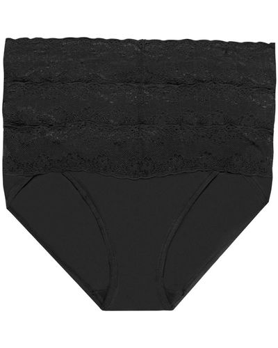 Natori Bliss Perfection Lace Waist Bikini Underwear 3-pack 756092mp - Black