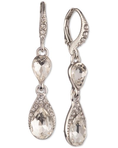 Givenchy Pear-shape Crystal Double Drop Earrings - Metallic