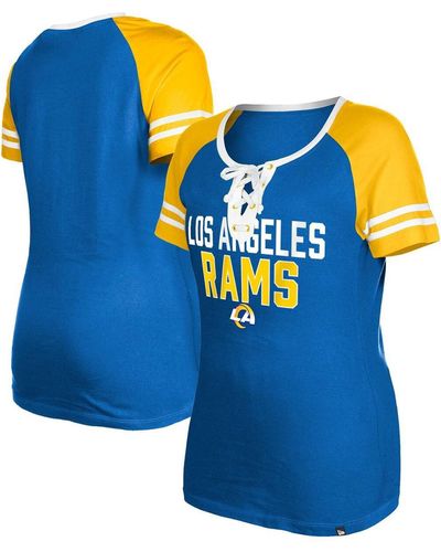KTZ Los Angeles Rams Raglan Lace-up T-shirt - Blue